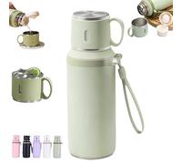 Bouteille Isotherme 2 En 1 En Acier Inoxydable 316 Avec Gobelet À Couvercle, Gourde Isolée Sous Vide Anti-Fuite, Thermos À Café Voyage À Large Ouverture 20,3 Oz / 600 Ml Pour École Et Sport(Green)