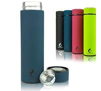 Bouteille isotherme 400 ml - Acier inoxydable : Gourde de de haute qualité en acier inoxydable - Avec tamis pour thé - Sans BPA - Anti-fuite - Pour sport, école, randonnée - Chaud 12H / 24H (bleu)