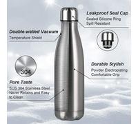Bouteille Isotherme, 500 Ml Bouteille D'eau En Acier Inoxydable, Isolant Sous Vide À Double Paroi, Bouteilles Chaudes/Froides Sans Bpa Et Écologique, Avec 1 Porte-Gobelet Et 1 Brosse