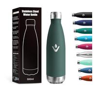 Bouteille Isotherme 500ml, Métal Durable, Réutilisable, Bouteille d'eau sans BPA, Isolant sous Vide à Double Paroi, Gourde Isotherme Étanche pour École, Sport, Bureau, Gym, Yoga, Camping, Randonnée