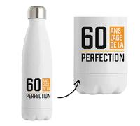 Bouteille Isotherme 60 ans l'age de la perfection | Bottle | Idée Bouteille Isotherme Cadeau Anniversaire Fête Original Famille Travail Départ Collègue Retraite Noël.