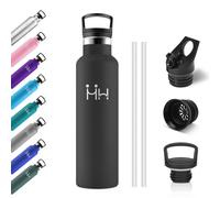 Bouteille Isotherme 750ml, Gourde Acier Inoxydable, Isolation À Double Paroi Sous Vide, Gourde Inox avec Paille, Anti-Fuite et, pour Adultes, Sport, École, Randonnée, Jogging