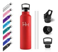 Bouteille Isotherme 750ml, Gourde Acier Inoxydable, Isolation À Double Paroi Sous Vide, Gourde Inox avec Paille, Anti-Fuite et, pour Adultes, Sport, École, Randonnée, Jogging