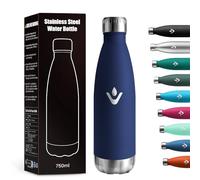 Bouteille Isotherme 750ml, Métal Durable, Réutilisable, Bouteille d'eau sans BPA, Isolant sous Vide à Double Paroi, Gourde Isotherme Étanche pour École, Sport, Bureau, Gym, Yoga, Camping, Randonnée