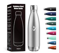 Bouteille Isotherme 750ml, Métal Durable, Réutilisable, Bouteille d'eau sans BPA, Isolant sous Vide à Double Paroi, Gourde Isotherme Étanche pour École, Sport, Bureau, Gym, Yoga, Camping, Randonnée