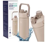 Bouteille isotherme Aquafloow ThermBottle - 500 ml - Double Paroi - Thermos isotherme - avec deux embouts -acier inoxydable - beige
