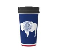 Bouteille isotherme avec drapeau de l'État du Wyoming, tasse à café portable, tasse à eau pour le bureau et le fitness