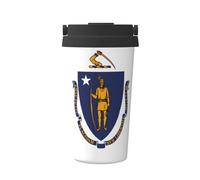 Bouteille isotherme avec imprimé drapeau de l'État du Massachusetts, tasse à café portable, tasse à eau pour le bureau et le fitness
