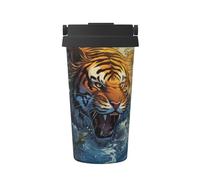 Bouteille isotherme avec imprimé tigre Hissing, tasse à café portable, tasse à eau pour le bureau et le fitness
