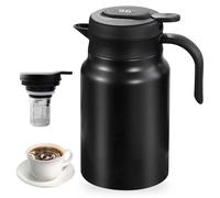 Bouteille Isotherme Avec Infuseur à Thé Et Affichage De Température: 1,5 Litres Carafe Café Thermique, Acier Inoxydable Gourde Isotherme Pour Thé, Café Et Lait (Noir)