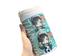 Bouteille isotherme avec paille, motif de dessin animé Xie lian, Tian Guan Ci Fu 6h-8h, impression de dessin animé, en acier inoxydable, pour l'école, 480 ml