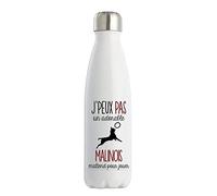 Bouteille Isotherme berger belge malinois j'peux pas | Gourde Thermos conservation chaleur double paroi isolante et réutilisable | Idée cadeau originale et drôle