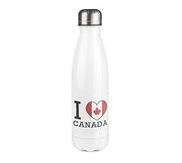 Bouteille Isotherme blanche au motif I love drapeau canada