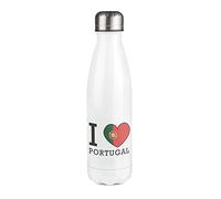 Bouteille Isotherme blanche au motif I love drapeau portugal