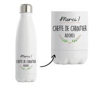 Bouteille Isotherme Cheffe De Chantier Adorée Réutilisable Multicolore