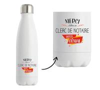 Bouteille isotherme Clerc de notaire génial | Gourde Réutilisable Cadeau Départ Retraite, Collègue