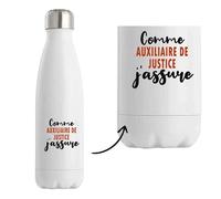 Bouteille Isotherme Comme Auxiliaire de justice J'assure - Bottle - Idée Bouteille Isotherme Personnalisable Cadeau Anniversaire Fête Original Famille Travail Départ Collègue Retraite Noël.