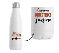 Bouteille Isotherme Comme Directrice J'assure - Bottle - Idée Bouteille Isotherme Personnalisable Cadeau Anniversaire Fête Original Famille Travail Départ Collègue Retraite Noël.