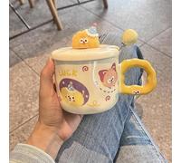 Bouteille Isotherme de 350 Ml avec Motif Dessin Animé, Tasses à Café avec Couvercle pour Latte, Tasse Expresso, Mug Personnalisable, Maman ou Petite Amie, Longue Durée de Vie(Yellow)