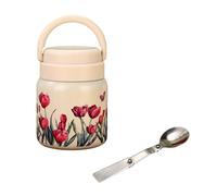 Bouteille Isotherme de 500ml, Bouteille Réutilisable Alimentaire sous Vide Étanche en Acier Inoxydable 316, Récipient avec Cuillère Pliable pour Soupe, Idéal au Bureau, en Excursion ou Pique-nique