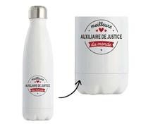 Bouteille Isotherme de la Meilleure Auxiliaire de justice du monde 1- Bottle - Idée Bouteille Isotherme Personnalisable Cadeau Anniversaire Fête Original Famille Travail Départ Collègue Retraite Noël.