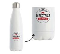 Bouteille Isotherme de la Meilleure Directrice du monde 1- Bottle - Idée Bouteille Isotherme Personnalisable Cadeau Anniversaire Fête Original Famille Travail Départ Collègue Retraite Noël.