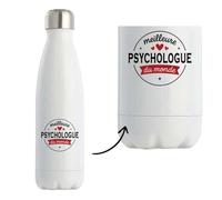 Bouteille Isotherme de la Meilleure Psychologue du monde 1- Bottle - Idée Bouteille Isotherme Personnalisable Cadeau Anniversaire Fête Original Famille Travail Départ Collègue Retraite Noël.