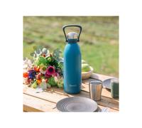 Qwetch - Grande Bouteille Isotherme -Bleu Canard 1,5L - 48h Froid et 16h Chaud - Etanche & Sans BPA - Gourde Inox avec Poignée de Portage - Thermos isotherme pour Pique-nique, Camping, Famille