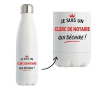 Bouteille Isotherme d'un Clerc de notaire qui déchire 2- Bottle - Idée Bouteille Isotherme Personnalisable Cadeau Anniversaire Fête Original Famille Travail Départ Collègue Retraite Noël.