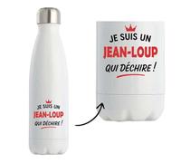 Bouteille Isotherme d'un Jean-Loup qui déchire 2- Bottle - Idée Bouteille Isotherme Personnalisable Cadeau Anniversaire Fête Original Famille Travail Départ Collègue Retraite Noël.