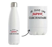 Bouteille Isotherme d'un Super Clerc de notaire - Bottle - Idée Bouteille Isotherme Personnalisable Cadeau Anniversaire Fête Original Famille Travail Départ Collègue Retraite Noël.