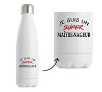 Bouteille Isotherme d'un Super Maître-nageur - Bottle - Idée Bouteille Isotherme Personnalisable Cadeau Anniversaire Fête Original Famille Travail Départ Collègue Retraite Noël.