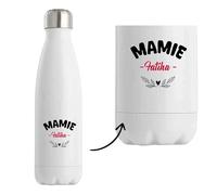 Bouteille Isotherme d'une Mamie Fatiha - Bottle - Idée Bouteille Isotherme Personnalisable Cadeau Anniversaire Fête Original Famille Travail Départ Collègue Retraite Noël.