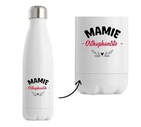 Bouteille Isotherme d'une Mamie Orthophoniste - Bottle - Idée Bouteille Isotherme Personnalisable Cadeau Anniversaire Fête Original Famille Travail Départ Collègue Retraite Noël.