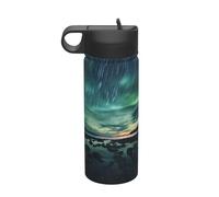 Bouteille isotherme en acier inoxydable avec paille Sea under the Aurora Borealis