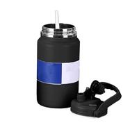 Bouteille isotherme en acier inoxydable - Porte-boissons robuste, stockage au froid à volume massif, utilitaire sous vide mural, matériel d'exploration, poignée robuste avec revêtement en poudre bleue