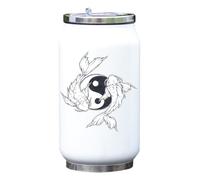 Bouteille isotherme en forme de papillon avec motif poisson koï Yin et Yang Blanc