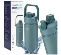 Bouteille Isotherme en Inox Aquafloow - 500 ml - Double Paroi, Thermos isotherme - avec deux embouts -acier inoxydable - vert foncé