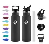 Bouteille Isotherme Enfant 500ml, Bouteille Isotherme Double Paroi, Gourde avec en Paille, sans BPA, Anti-Fuite et Réutilisable, Gourde pour Adultes, Sport, Camping, Alpinisme, École, Jogging