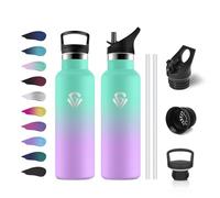 Bouteille Isotherme Enfant 500ml, Bouteille Isotherme Double Paroi, Gourde avec en Paille, sans BPA, Anti-Fuite et Réutilisable, Gourde pour Adultes, Sport, Camping, Alpinisme, École, Jogging