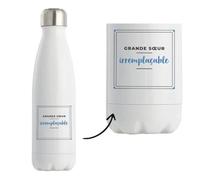 Bouteille Isotherme Grande Sœur Irremplacable - Bottle - Idée Bouteille Isotherme Cadeau Anniversaire Fête Original Famille Travail Départ Collègue Retraite Noël. - Bleu&Bleu - 3