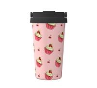 Bouteille isotherme imprimée Cherry Cake - Tasse à café portable - Tasse à eau pour le bureau et le fitness