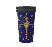 Bouteille isotherme imprimée drapeau de l'État de l'Indiana, tasse à café portable, tasse d'eau de bureau fitness