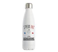 Bouteille Isotherme j'peux pas gendarme | Gourde conservation chaleur double paroi isolante et réutilisable | Idée cadeau originale et drôle