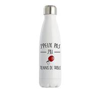 Bouteille Isotherme j'peux pas tennis de table | Gourde conservation chaleur double paroi isolante et réutilisable | Idée cadeau originale et drôle