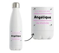 Bouteille Isotherme La meilleure Angelique au monde 2 - Bottle - Idée Bouteille Isotherme Cadeau Anniversaire Fête Original Famille Travail Départ Collègue Retraite Noël.