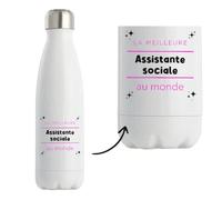 Bouteille Isotherme La meilleure Assistante sociale au monde 2 - Bottle - Idée Bouteille Isotherme Cadeau Anniversaire Fête Original Famille Travail Départ Collègue Retraite Noël.