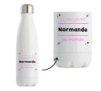 Bouteille Isotherme La meilleure Normande au monde 2 - Bottle - Idée Bouteille Isotherme Cadeau Anniversaire Fête Original Famille Travail Départ Collègue Retraite Noël.