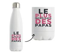 Bouteille Isotherme Le Plus Incroyable des Papas - Bottle - Idée Bouteille Isotherme Cadeau Anniversaire Fête Original Famille Travail Départ Collègue Retraite Noël. - Bleu&Rose - 1