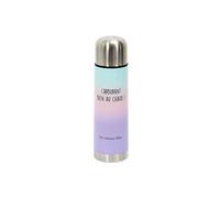 Les Vilaines Filles 41-VF-026 Bouteille isotherme de transport Thermos Carburant bien au chaud Bleu turquoise rose violet et gris Acier inoxydable et silicone D7 x H24 cm
